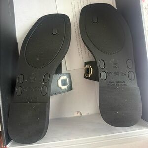 Larroude Black Strap Flat Sandals